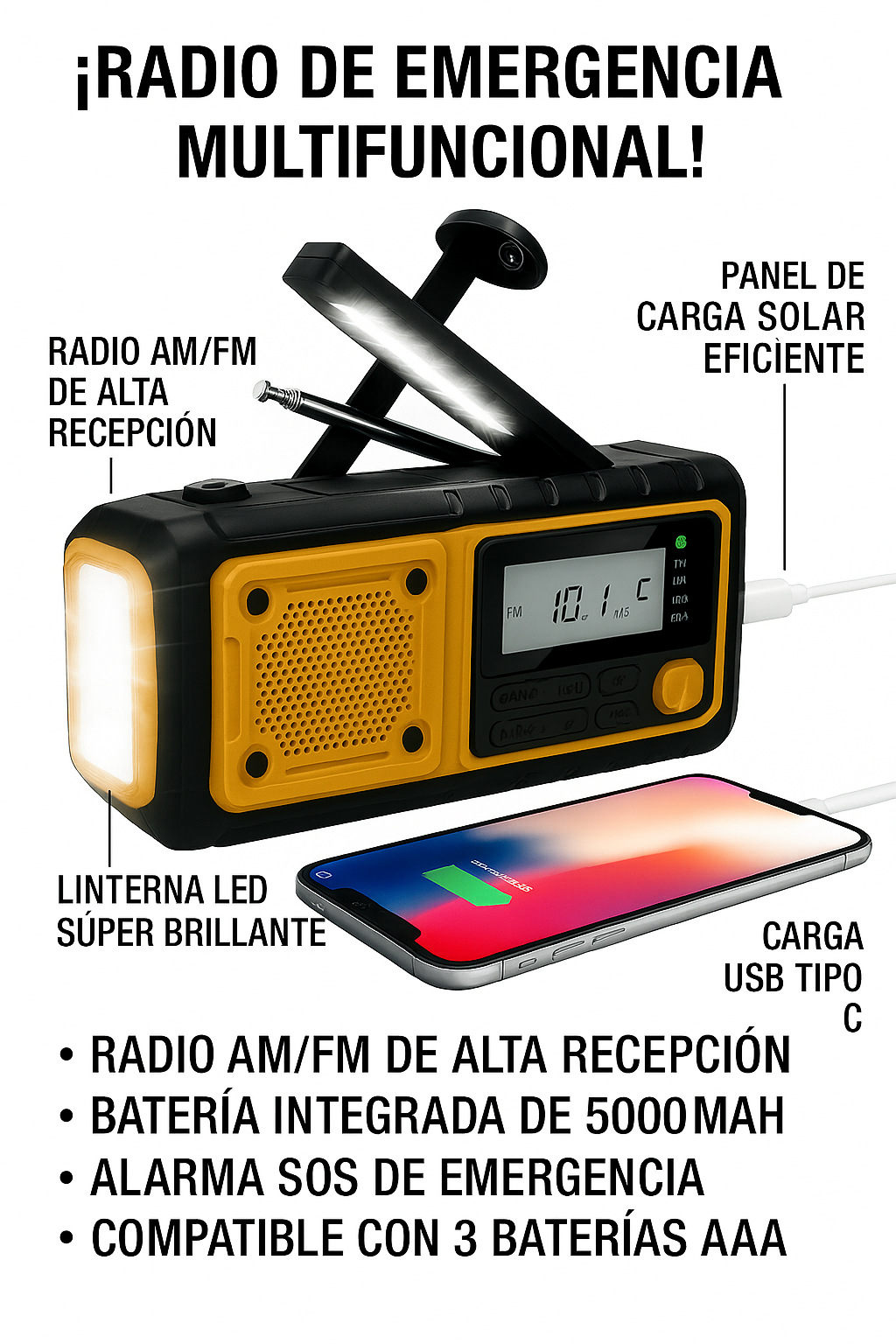 Radio de Emergencia Solar multifuncional